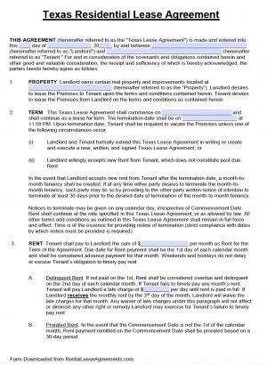 Residential Lease Agreement Doc Free Texas Standard Residential Lease Agreement Template Pdf Word