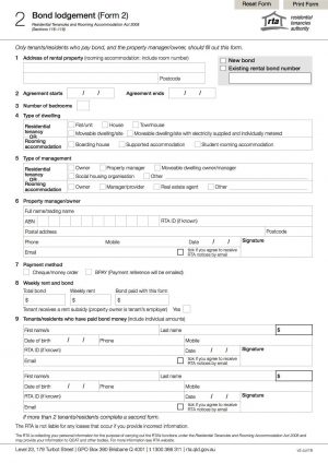 Residential Tenancy Agreement Qld Queensland Bond Lodgement Form 2 Legal Forms And Business