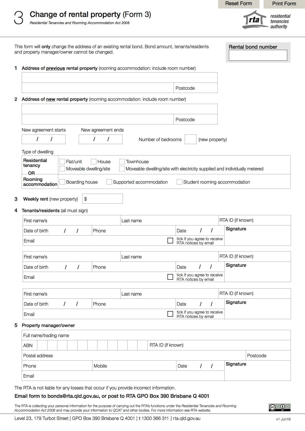 Residential Tenancy Agreement Qld Queensland Transfer Of Bond Form 3 Legal Forms And Business