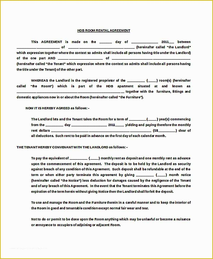 Room Rental Agreement Form Free Download Rental Lease Agreement Templates Of 9 Room Rental