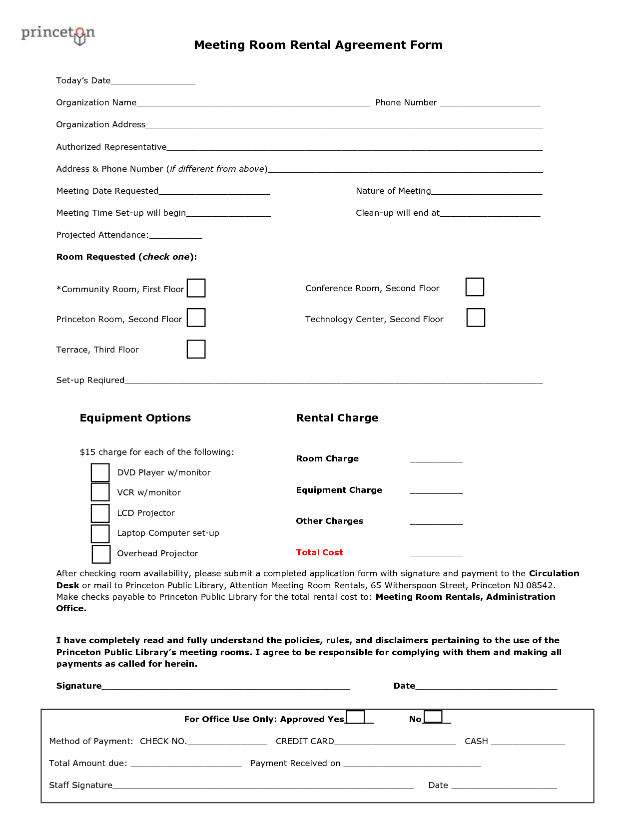 Room Rental Agreement Form Print Room Rental Agreement Form Sample
