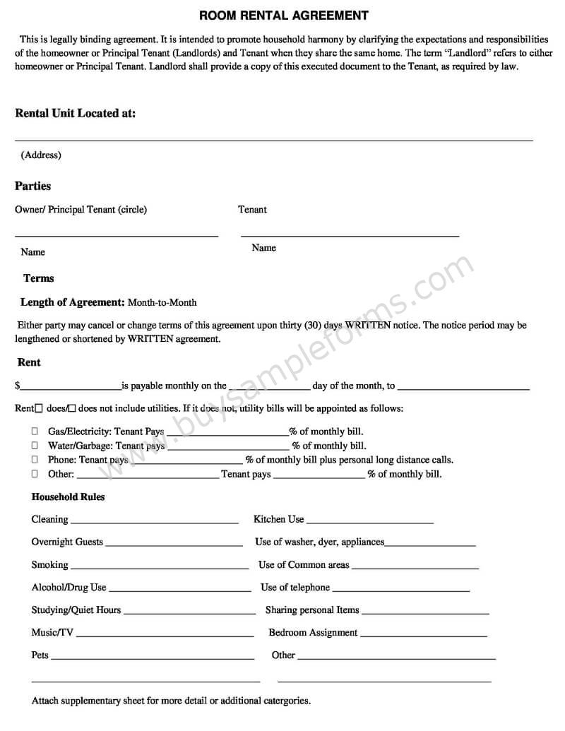 Room Rental Agreement Form Room Rental Agreement Template Word Doc Simple Rental Agreement