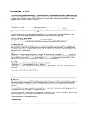 Room Rental Agreement Texas 40 Free Roommate Agreement Templates Forms Word Pdf