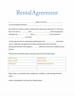 Room Rental Agreement Texas Monthly Rental Agreement Form