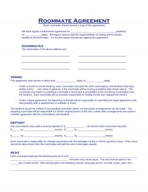 Roommate Agreement Template Word Housemate Agreement Template 98282 Roommate Agreement Template