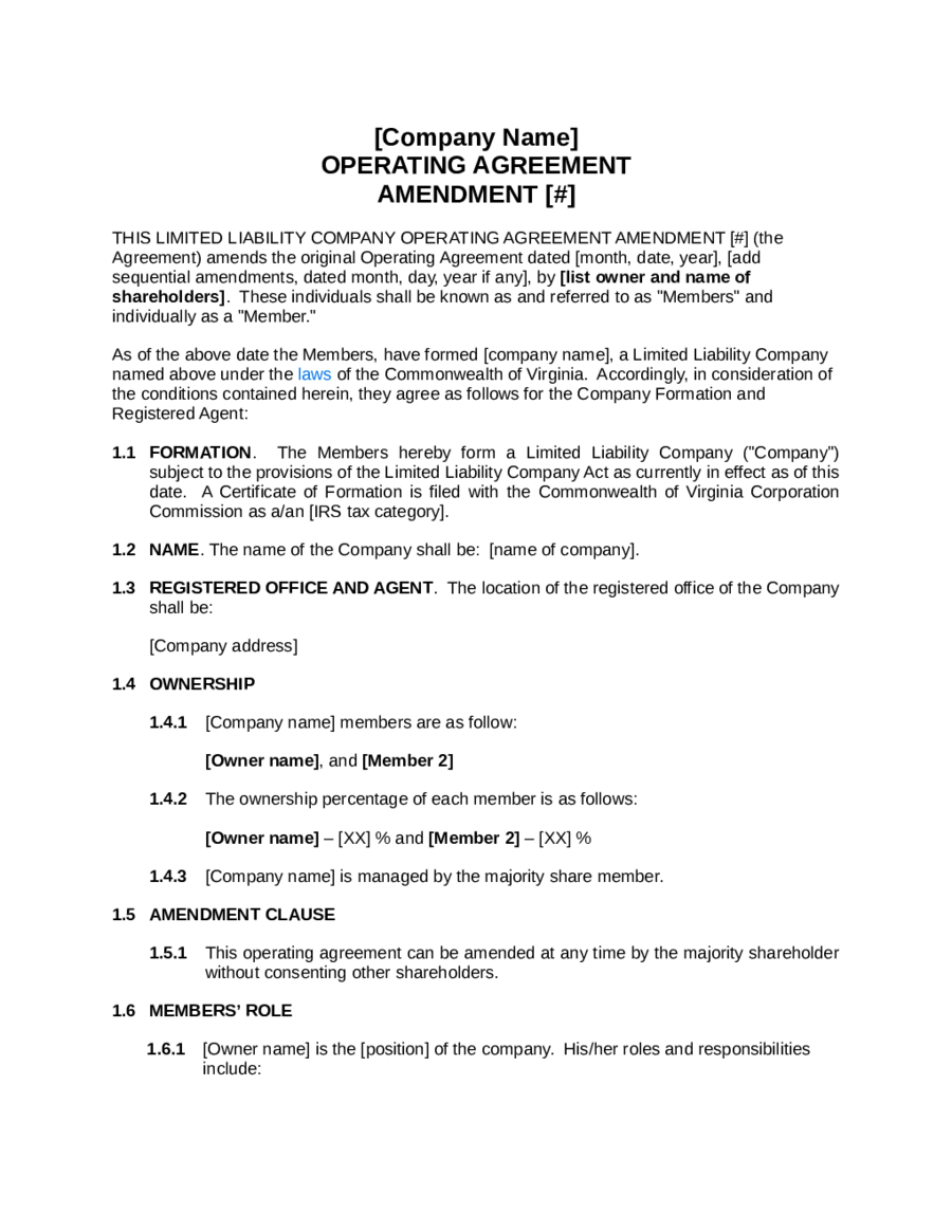 S Corp Operating Agreement Template 2019 Llc Operating Agreement Template Fillable Printable Pdf