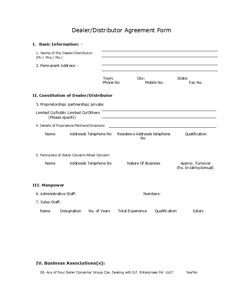 Sales And Distribution Agreement 49 Best Free Distribution Agreement Templates Template Lab