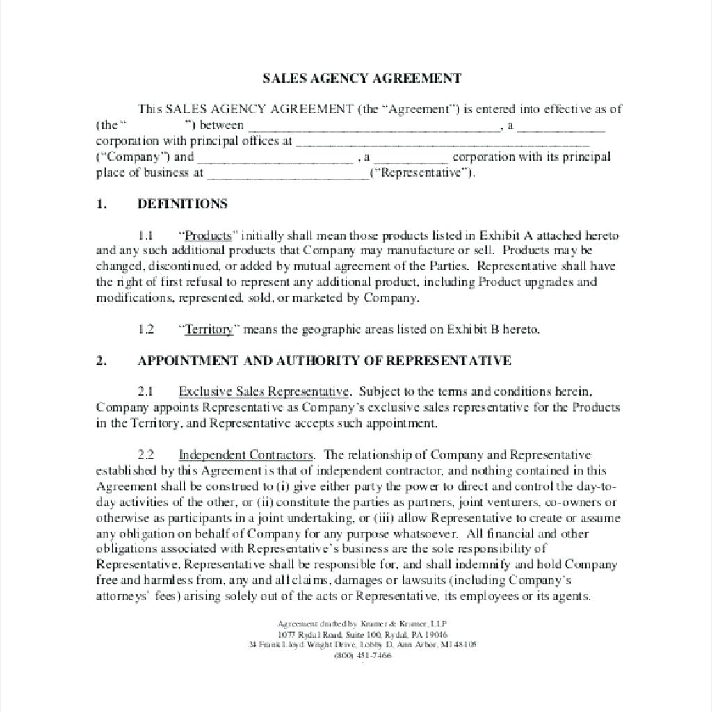 Sales Representative Agreement Template Free Commission Agreement Template Free Filename Fabulous Florida Keys
