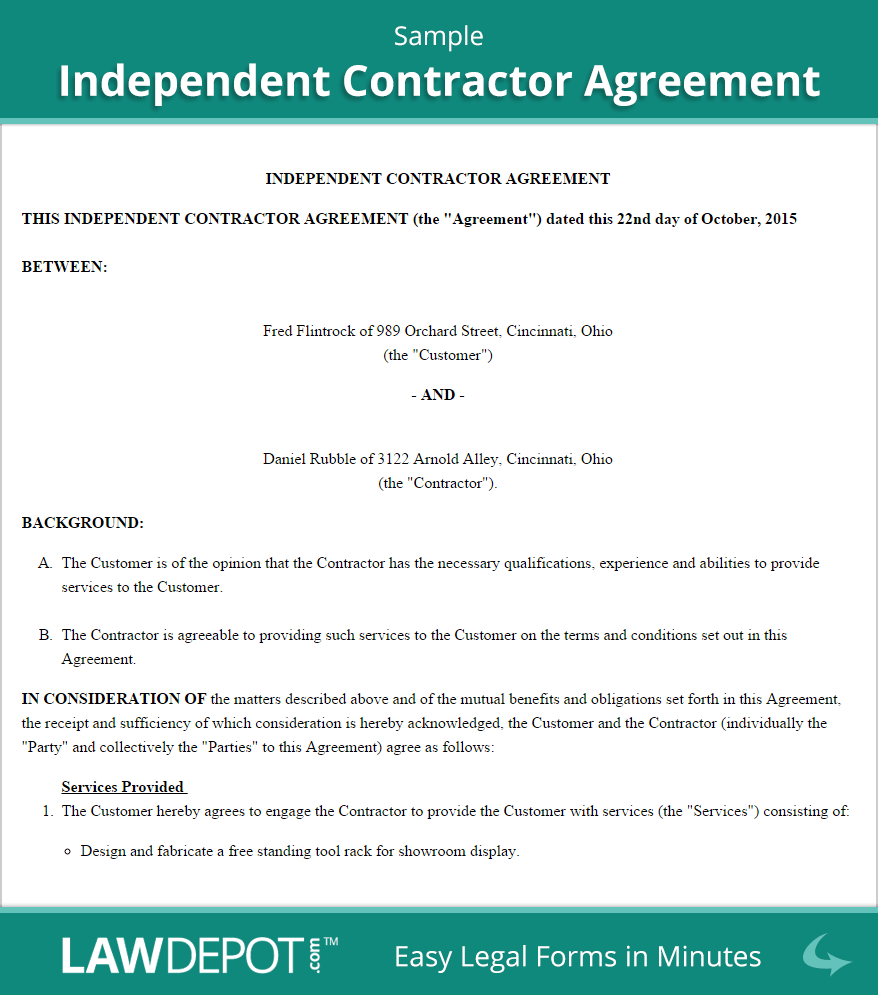 Sales Representative Agreement Template Free Free Independent Contractor Agreement Create Download And Print