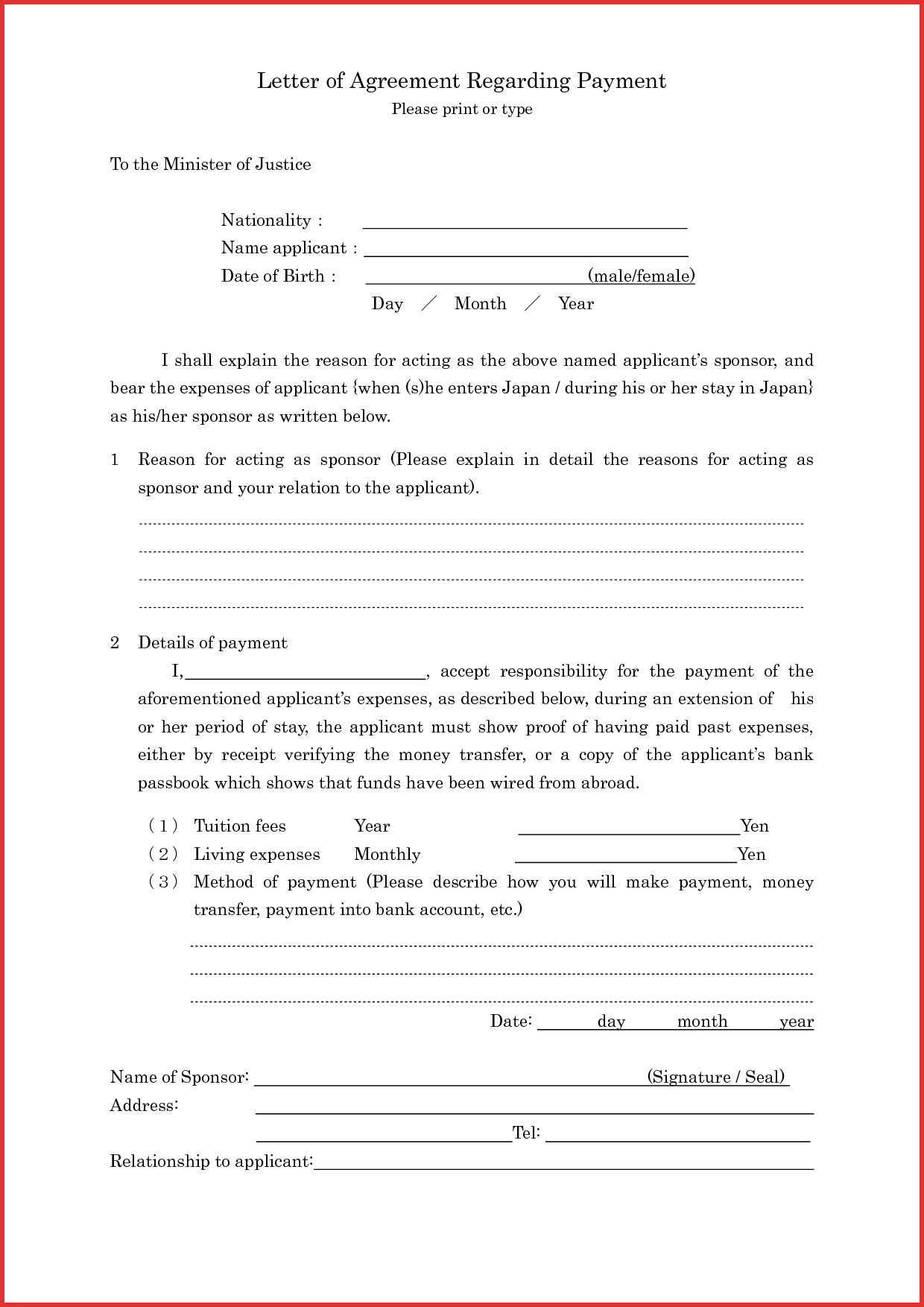 Sample Child Support Agreement Voluntary Child Support Agreement Letter Between Parents Sample