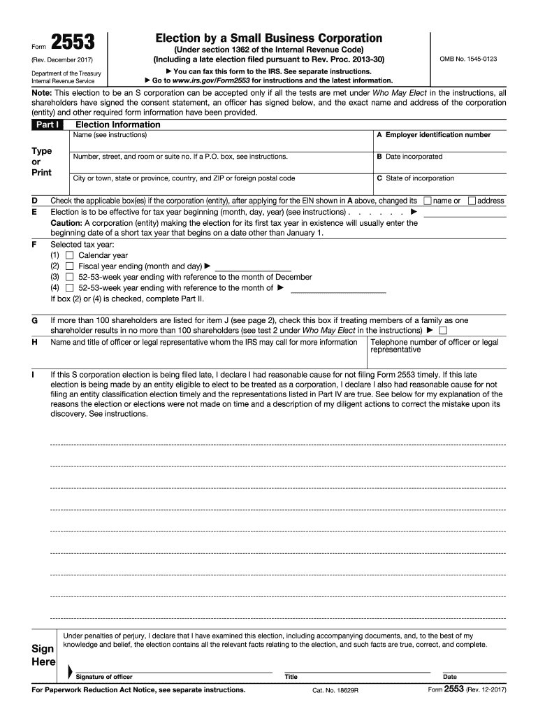 Sample Shareholder Agreement S Corp 2017 2019 Form Irs 2553 Fill Online Printable Fillable Blank