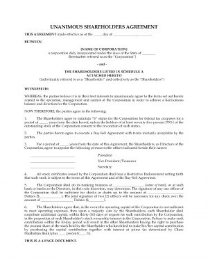 Sample Shareholder Agreement S Corp Usa Shareholders Agreement For S Corporation