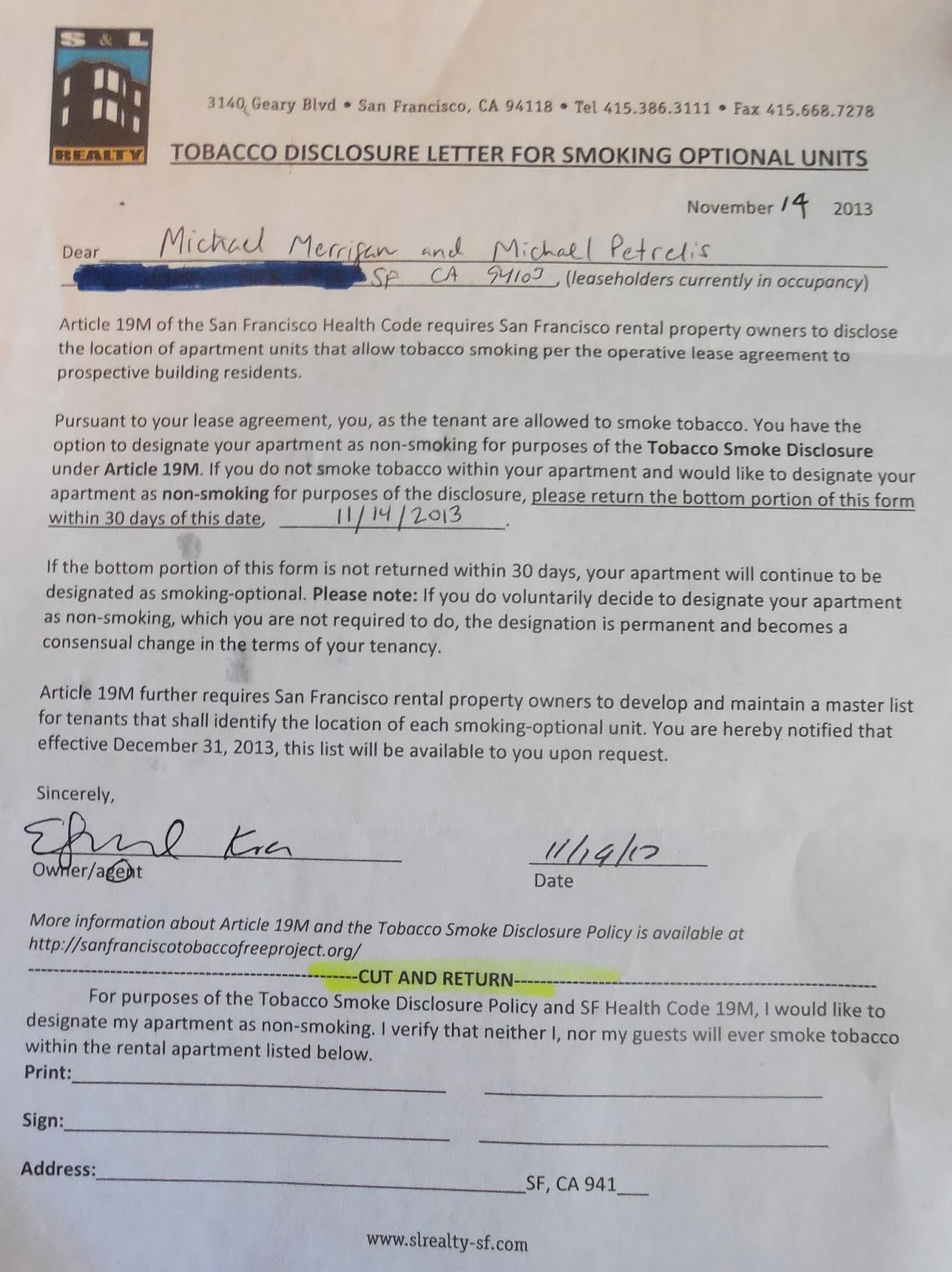 San Francisco Lease Agreement Heres What You Should Do When Your Landlord Sends You This