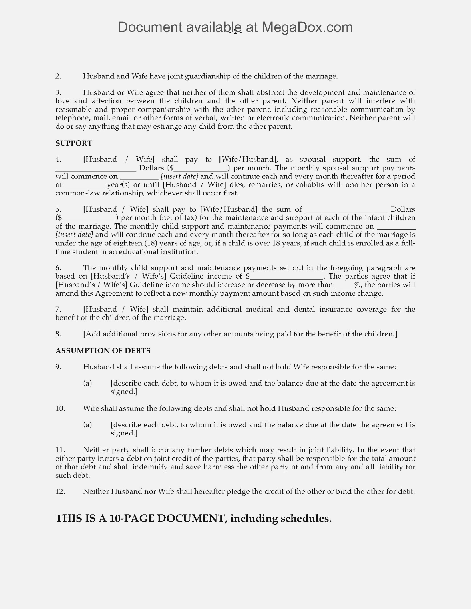Separate Maintenance Agreement Missouri Separation Agreement Forms Simple Canada Separation