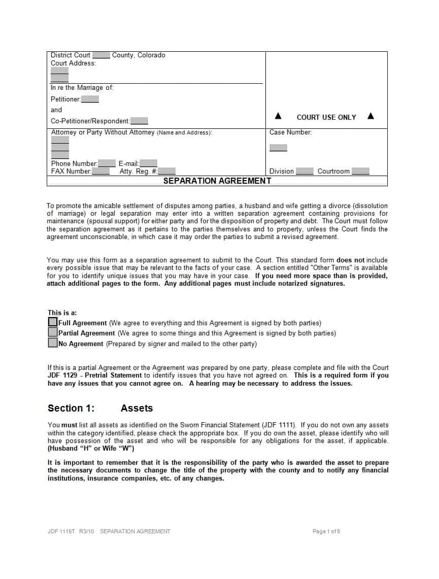 Separation Agreement Template Nc 013 Template Ideas Separation Agreement Word Awful Nc Employment