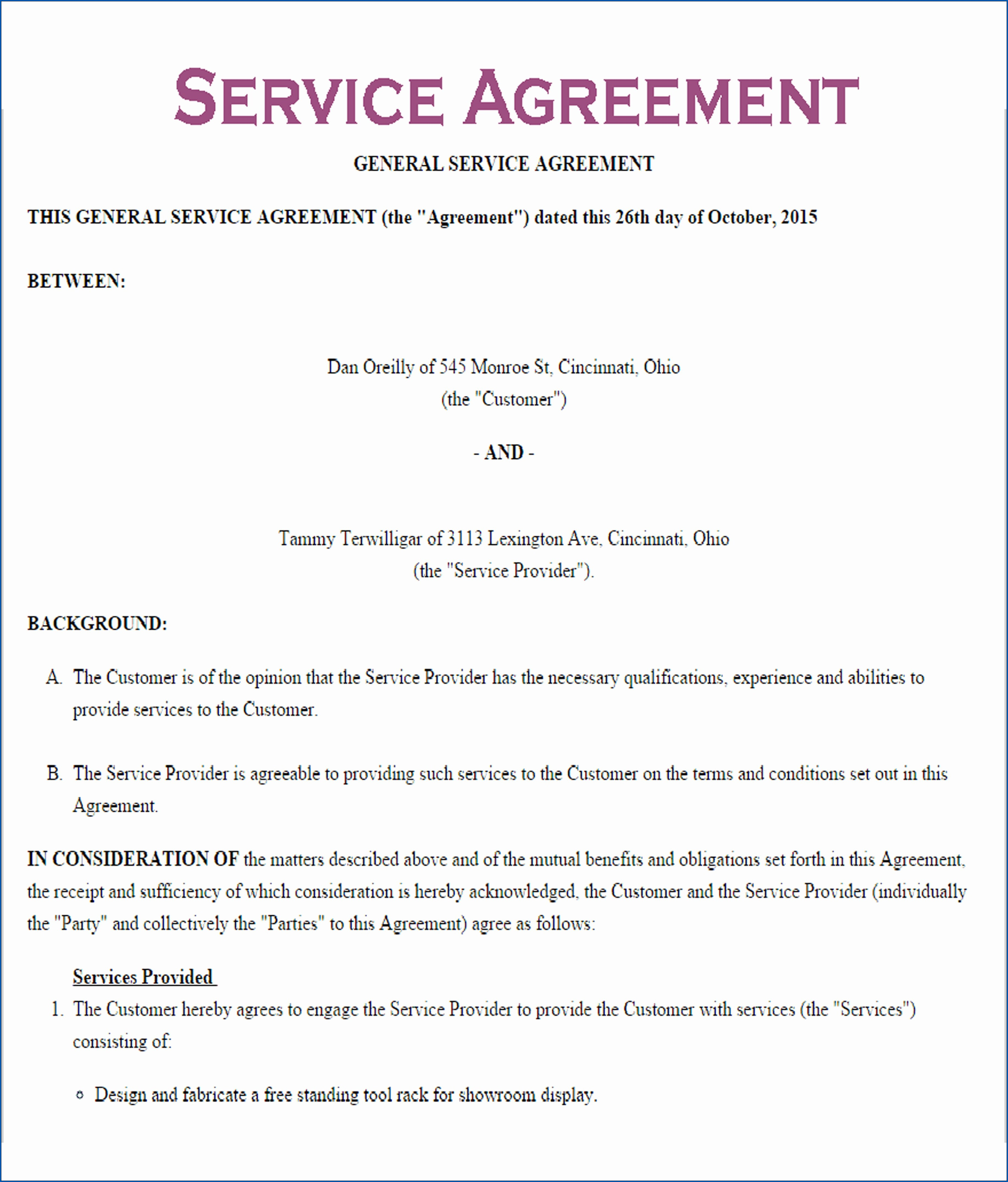 Service Agreement Terms And Conditions Free Editable Service Contract Template Templateral