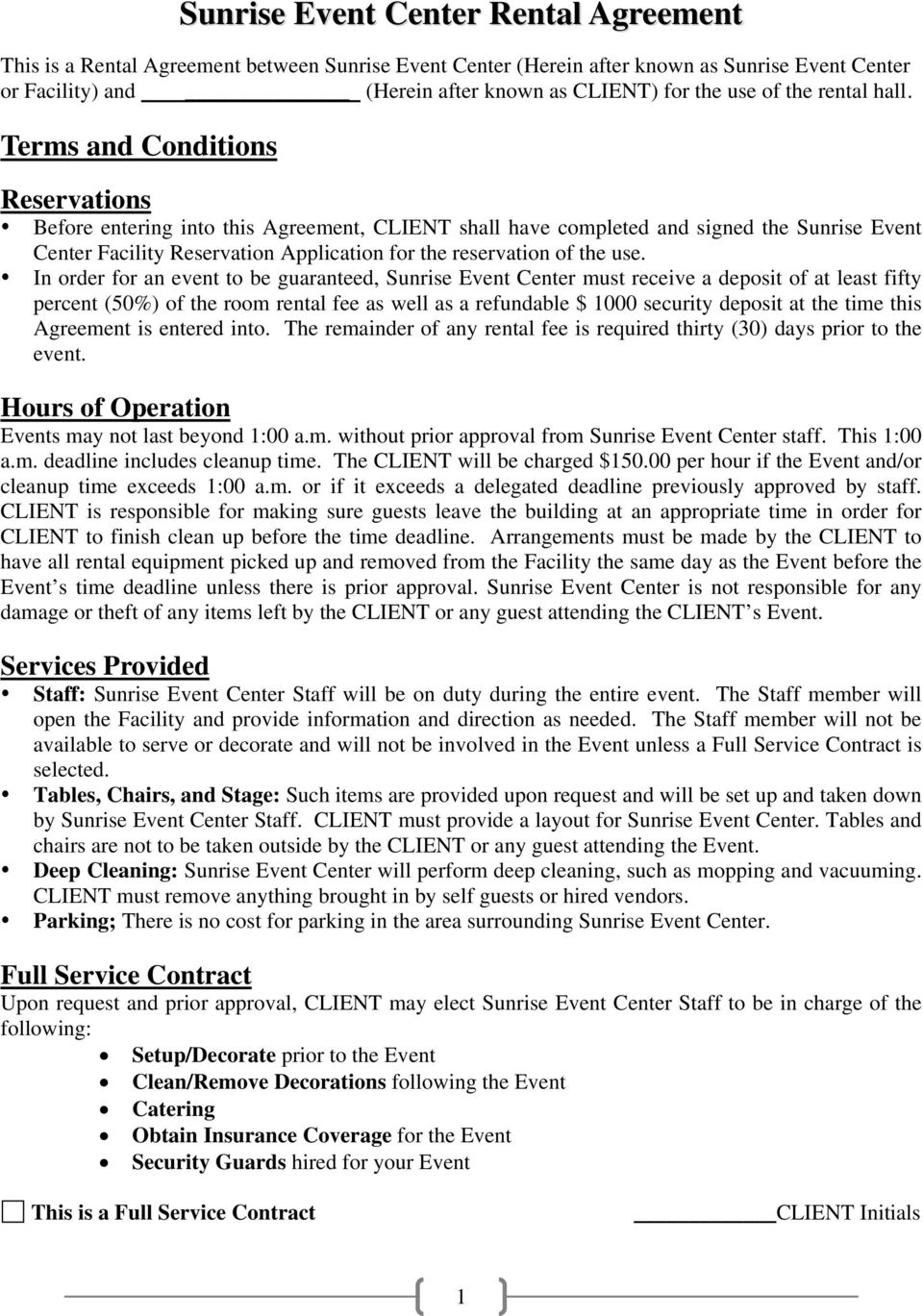 Service Agreement Terms And Conditions Terms And Conditions This Is A Full Service Contract Pdf