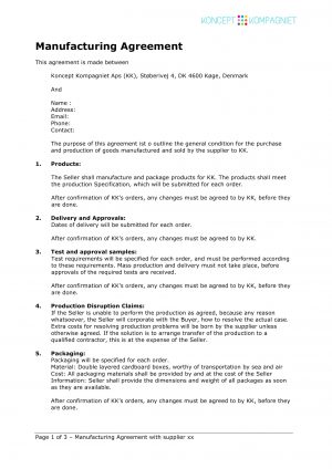 Simple Agreement Contract 11 Contract Manufacturing Agreement Template Examples Pdf Google