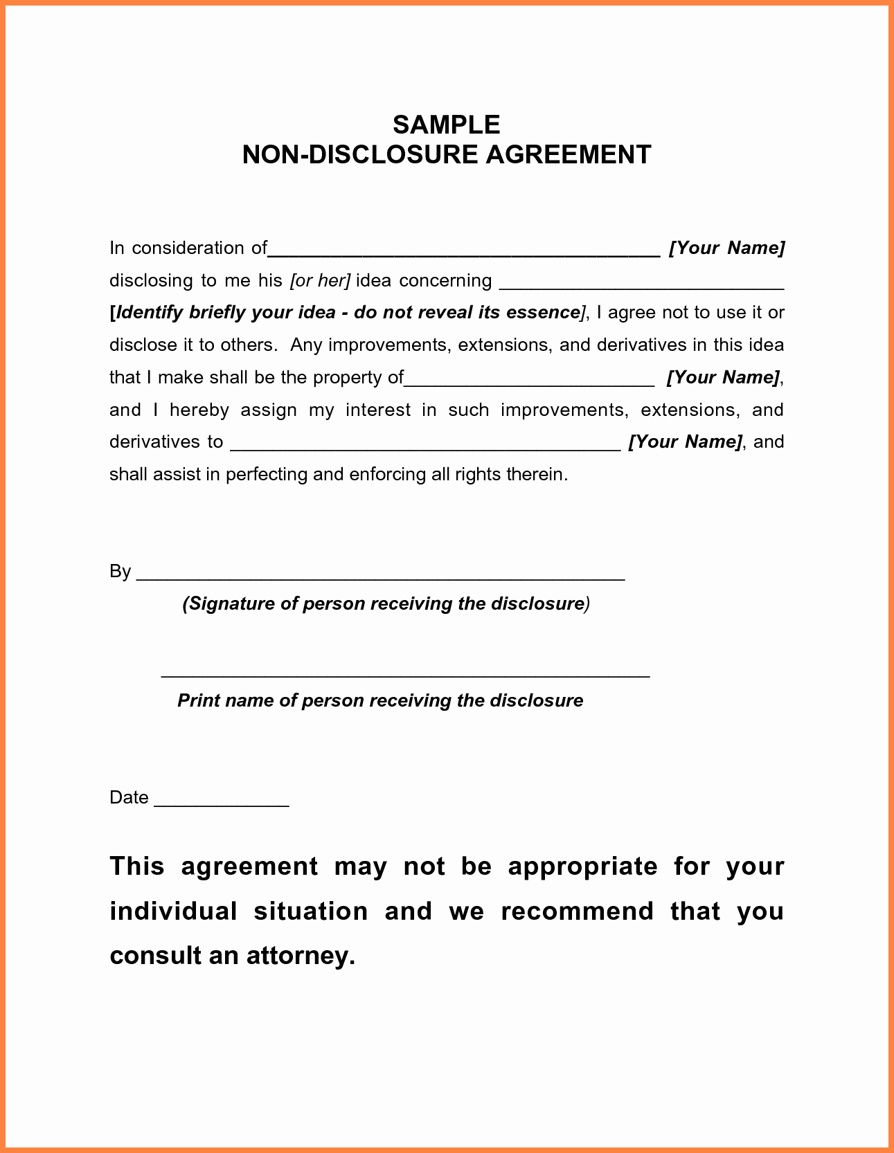 Simple Confidentiality Agreement 018 Free Non Disclosure Agreement Template Luxury Sample