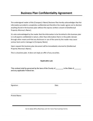 Simple Confidentiality Agreement Business Plan Sample Confidentiality Agreement Pdf Format E