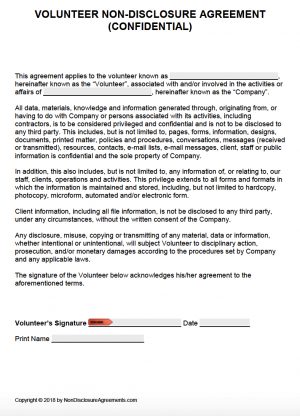 Simple Confidentiality Agreement Free Volunteer Confidentiality Agreement Template Nda Pdf Word