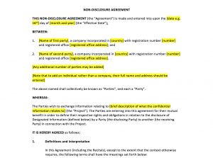 Simple Confidentiality Agreement Non Disclosure Agreement Template