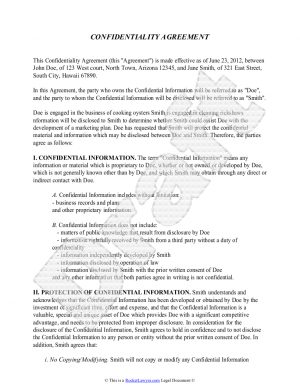 Simple Confidentiality Agreement Sample Confidentiality Agreement Template Free Sample Confidentiality