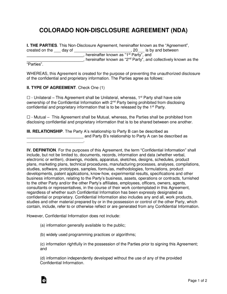 Simple Confidentiality Agreement Sample Mutual Non Disclosure Agreement Example