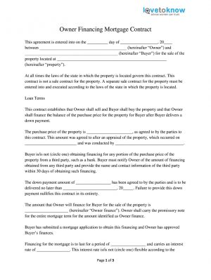 Simple Home Purchase Agreement Owner Financing Contract Fill Online Printable Fillable Blank