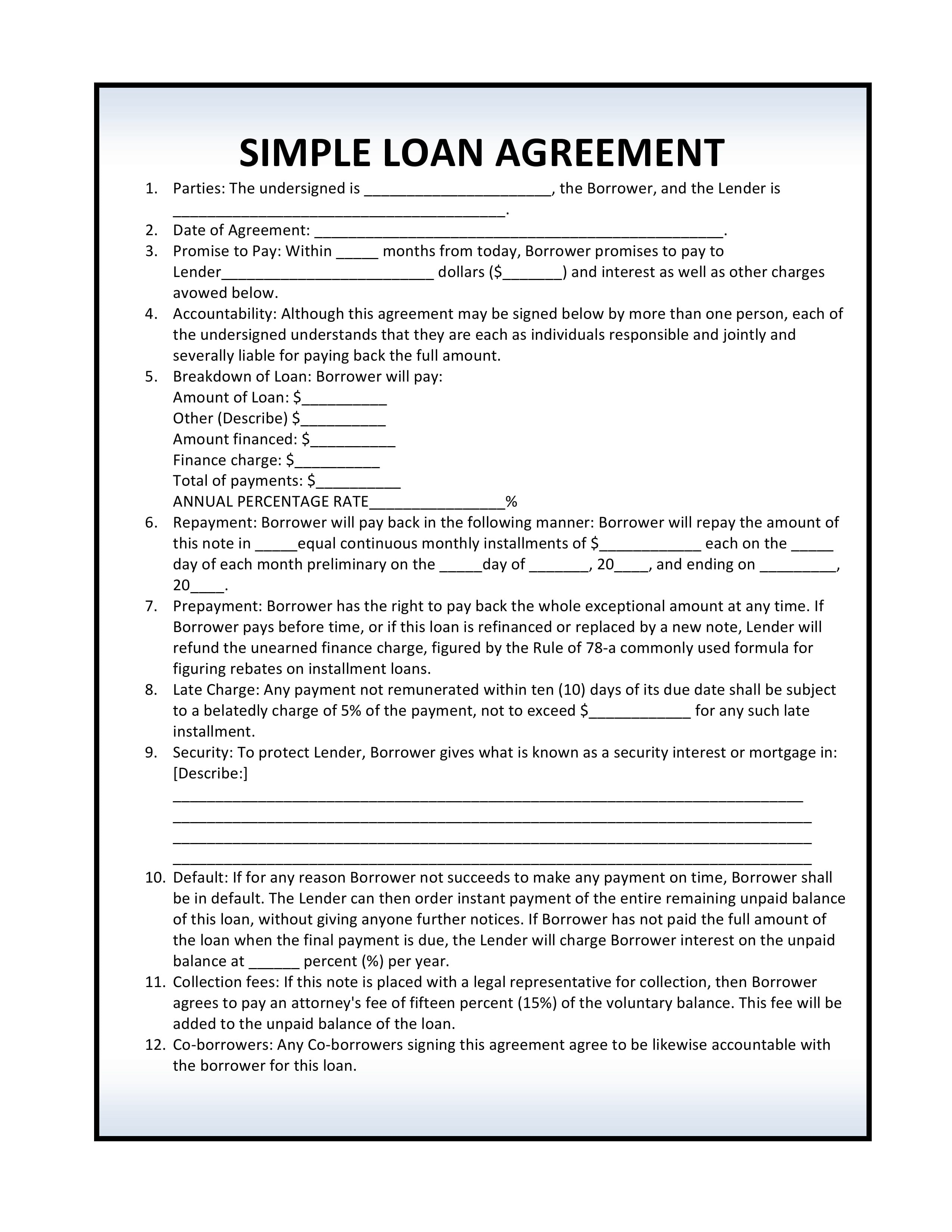 Simple Loan Agreement Pdf Free Simple Loan Agreement Pdf Template Form Download
