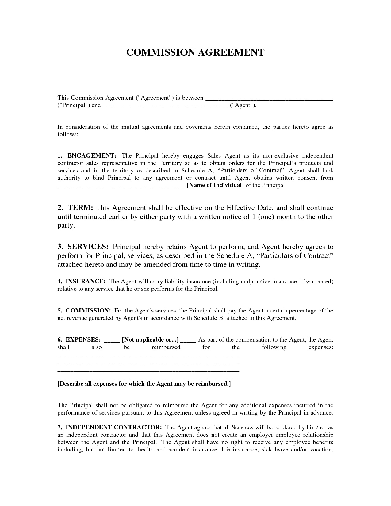 Simple Sales Agreement Template Commission Sales Agreement Template Free Expert 7 Best Of Sales