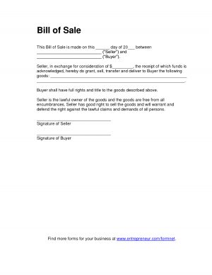 Simple Sales Agreement Template Free Printable Tractor Bill Of Sale Form Generic