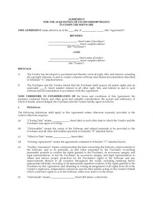 Software Agreement Contract Acquisition Agreement For Co Ownership Of Software Canada