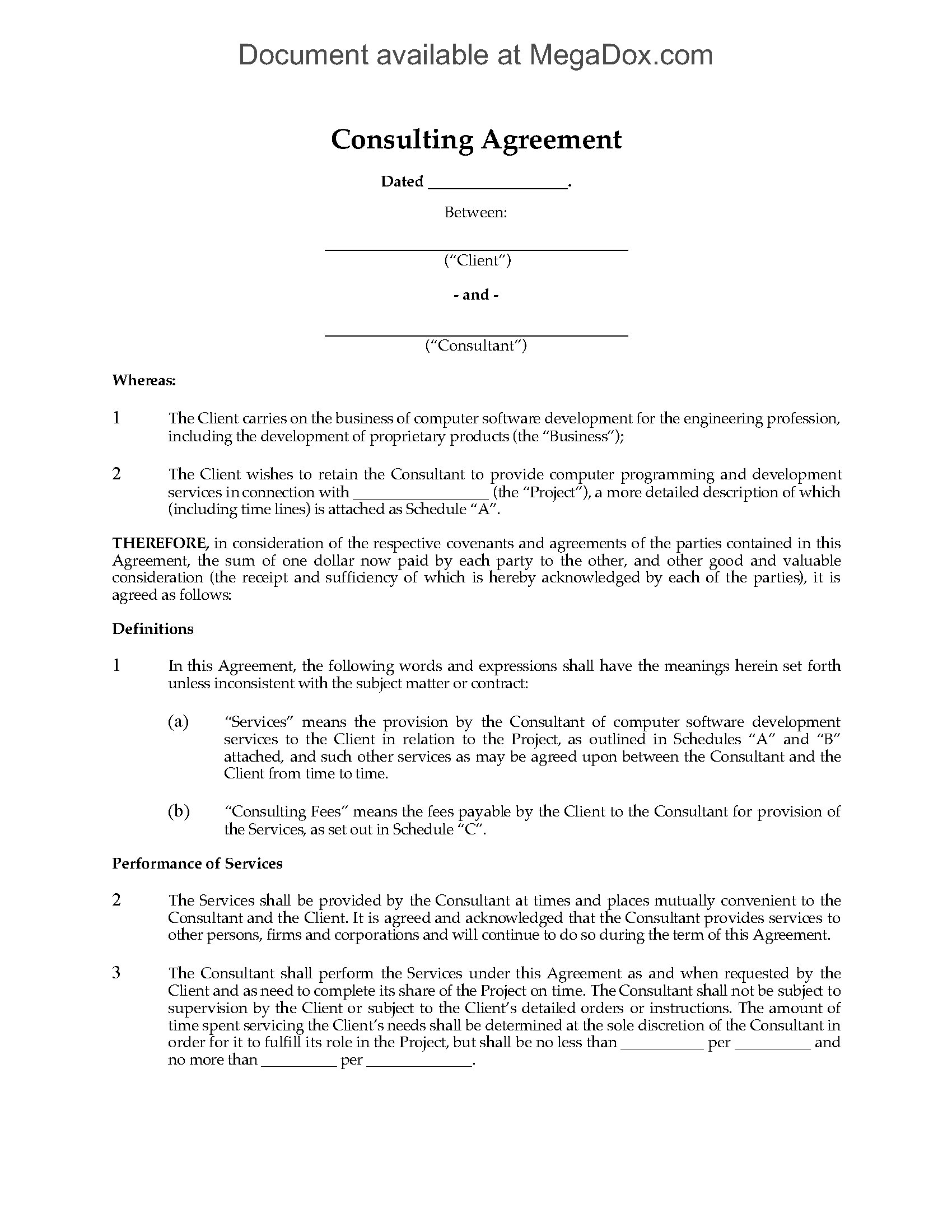 Software Agreement Contract Consulting Agreement For Software Development Canada