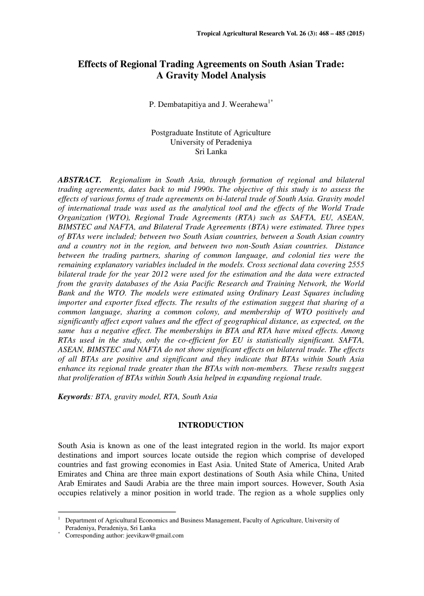 South Asian Preferential Trade Agreement Pdf Effects Of Regional Trading Agreements On South Asian Trade A