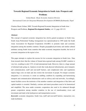 South Asian Preferential Trade Agreement Pdf Towards Regional Economic Integration In South Asia