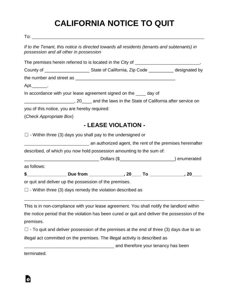 Spanish Lease Agreement Free California Eviction Notice Forms Process And Laws Pdf