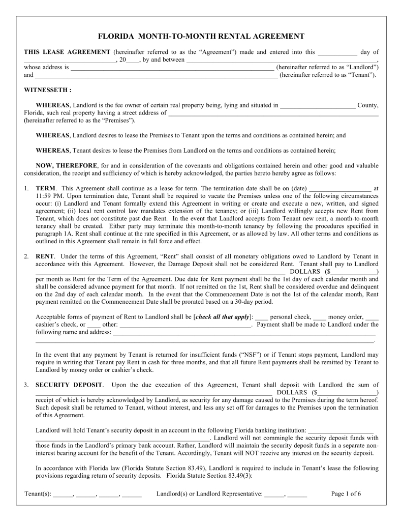 Spanish Lease Agreement Rental Agreement In Spanish Pdf 48393 Free Florida Month To Month