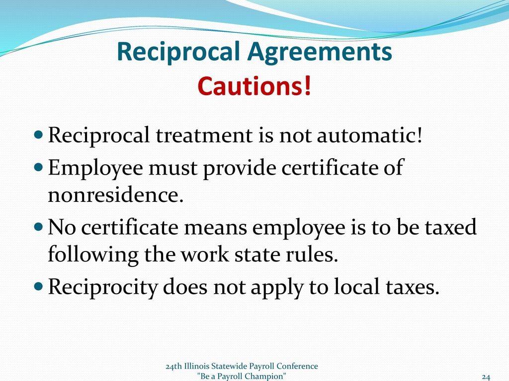 State Tax Reciprocity Agreements An Introduction To Multi State Taxation Ppt Download