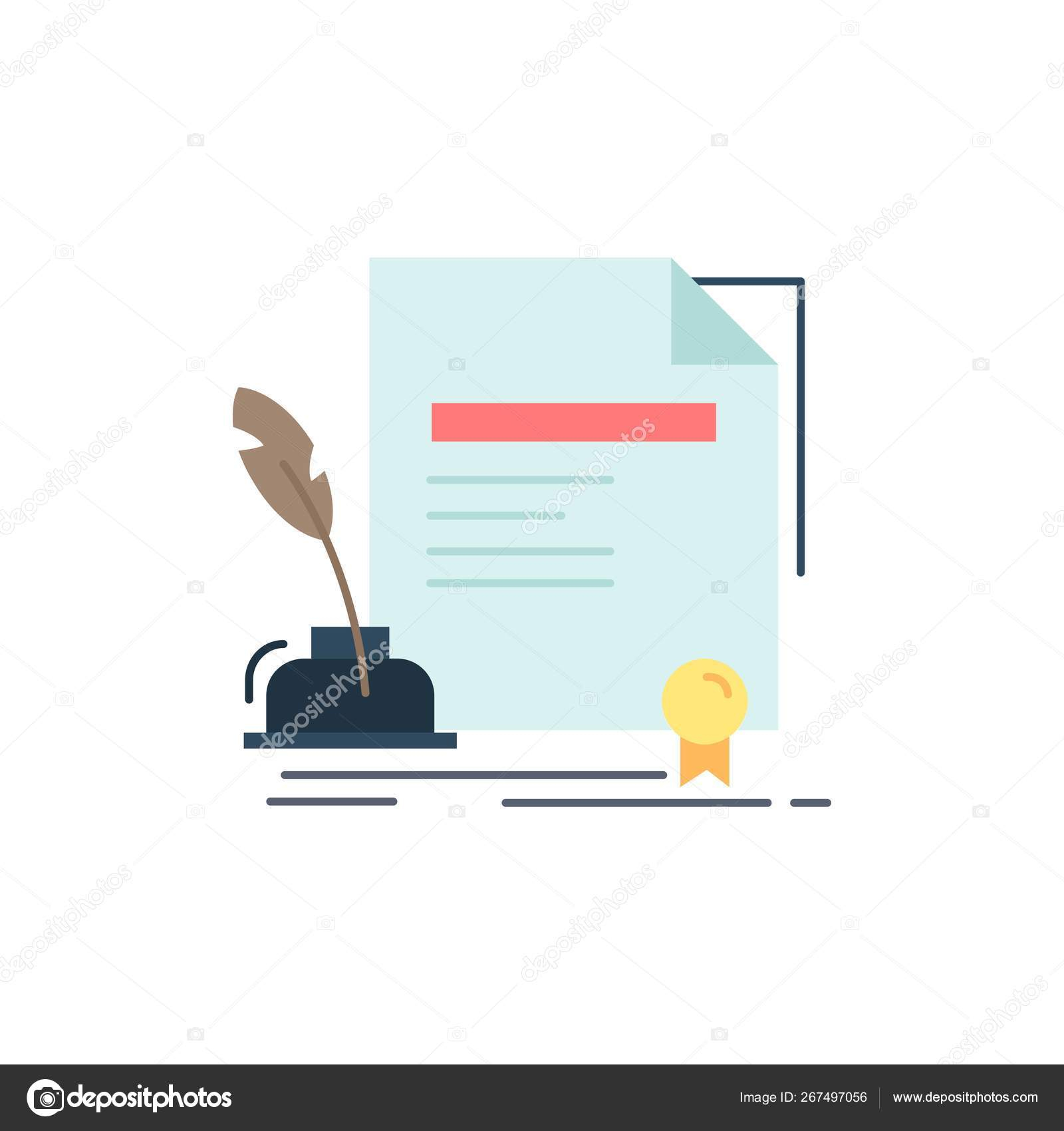 Stock Award Agreement Contract Paper Document Agreement Award Flat Color Icon Vect
