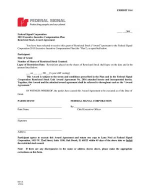 Stock Award Agreement Rs Us 12016 This Document Constitutes Part Of The Prospectus
