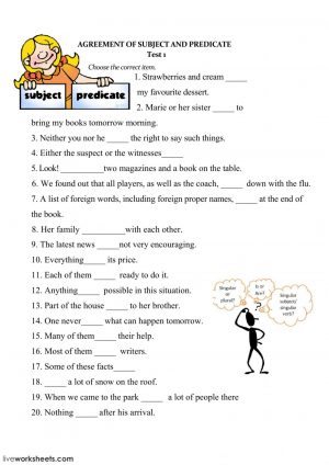 Subject Of Verb Agreement Subject And Verb Agreement Interactive Worksheet