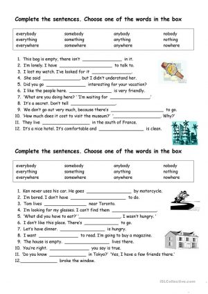 Subject Verb Agreement For Indefinite Pronouns English Esl Indefinite Pronouns Worksheets Most Downloaded 34