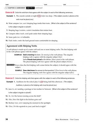Subject Verb Agreement Quiz With Answer Keys Chapter 8 Agreement Subject Verb Agreement Pages 1 12 Text