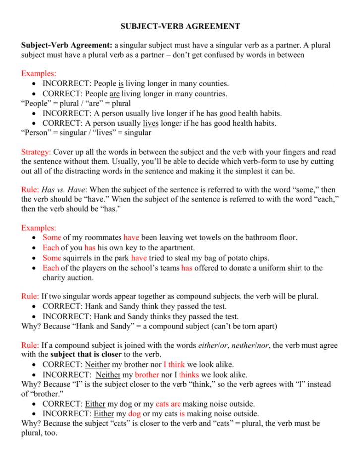 Subject Verb Agreement Quiz With Answer Keys Subject Verb Agreement ...