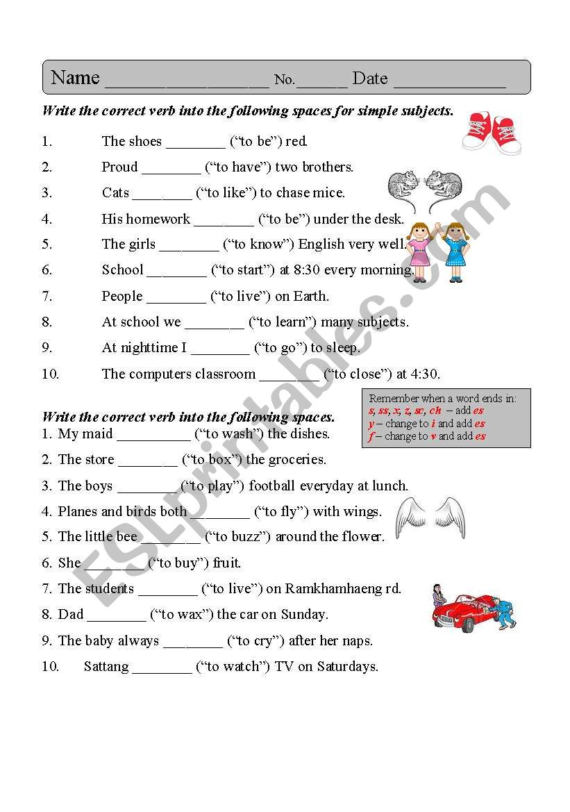 Subject Verb Agreement Quiz With Answer Keys Sva Subject Verb Agreement Esl Worksheet Shamus