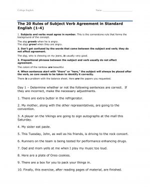 Subject Verb Agreement The 20 Rules Of Subject Verb Agreement In Standard English Pages