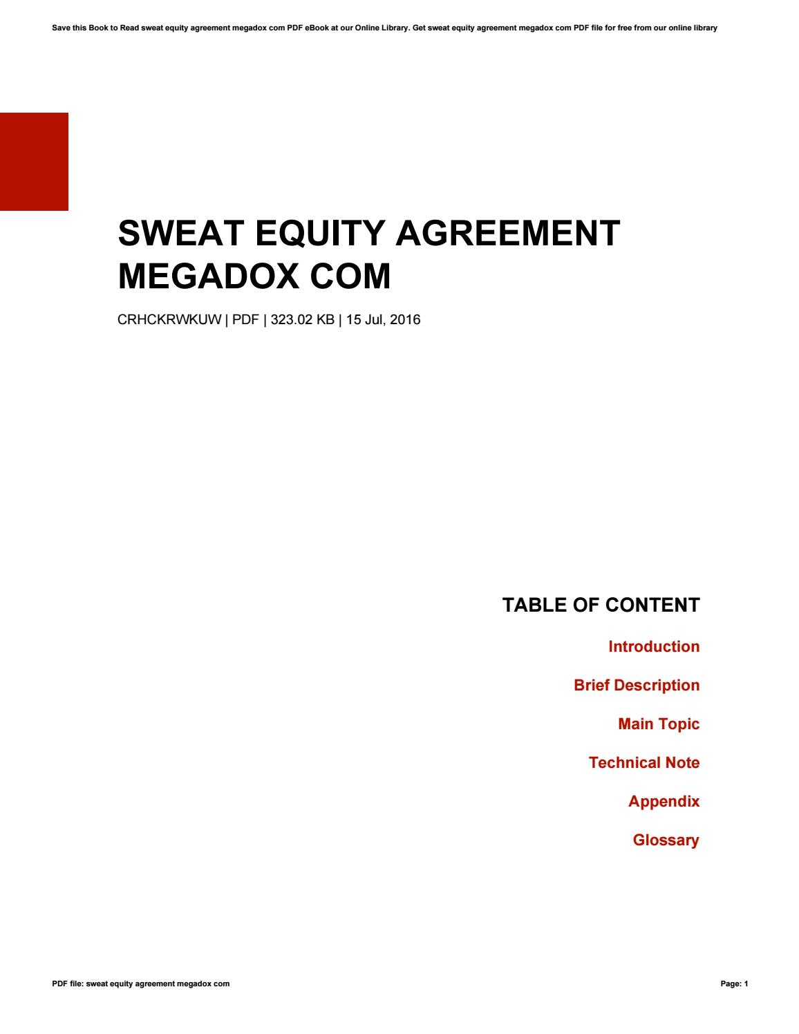 Sweat Equity Agreement Template Sweat Equity Agreement Megadox Com Theresaholford4092 Issuu