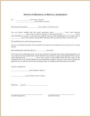 Tenancy Agreement Extension Letter Lease Renewal Letter Model Acirccircscaron Extension Form Conception