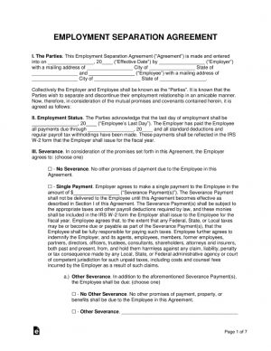 Termination And Mutual Release Agreement Free Employment Separation Severance Agreement Pdf Word